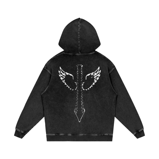 Snow Wash Seraph Spine Hoodie